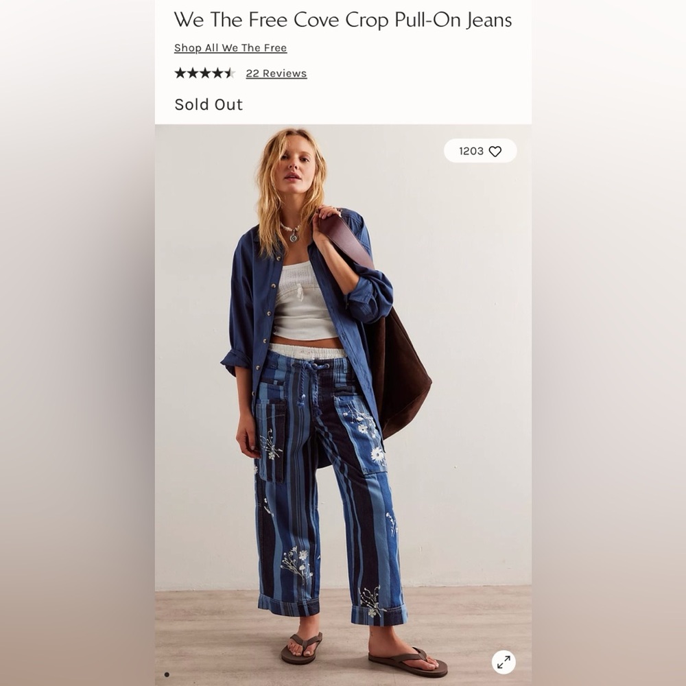 Free People Cove Crop Pull-On Pants Size Large - Picture 15 of 15